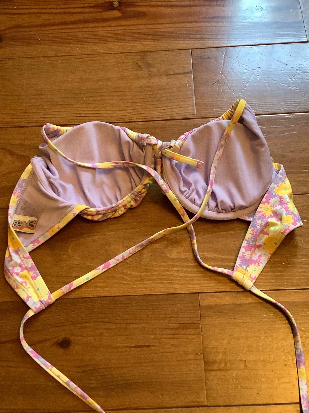 Pastel Floral Two-Piece Bikini Set in Yellow & Lavender - Picture 5 of 7